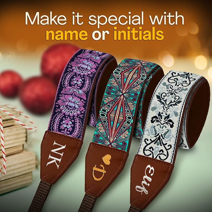 Art Tribute Camera Strap for All DSLR and Mirrorless Cameras. Add Your Name Or Initials Make It a Personalized Gift