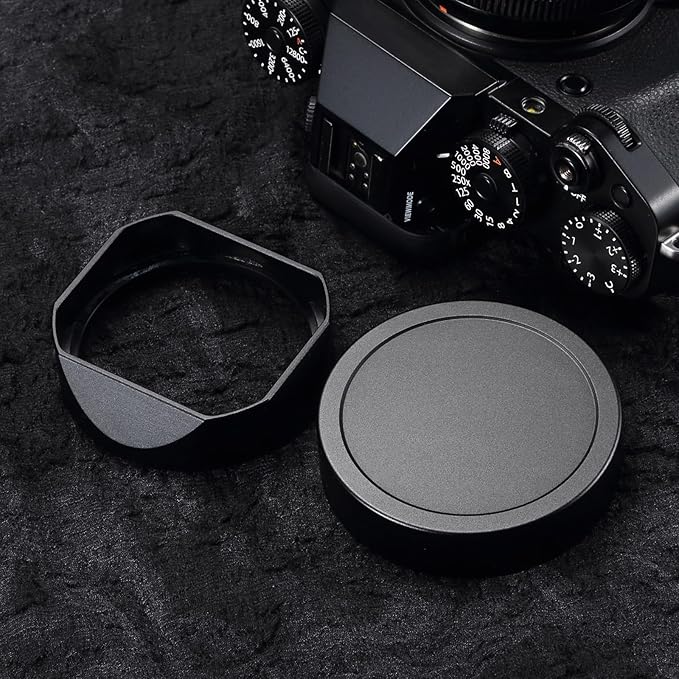 Metal Square Lens Hood with Cover Suitable for Fujifilm Fujinon XF 35mm F1.4 R、18mm F2 R、 60mm F2.4 R Camera Accessories