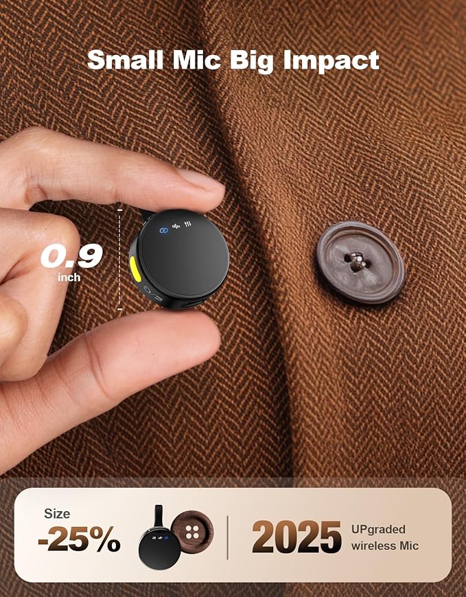 Rythflo Wireless Mini Microphone for Camera/iPhone/Android/iPad/Laptop, Lav Mic with Charging Case, AI Noise Reduction, 50H Battery, 230ft Range, Lavalier Microphone for Video Recording, YouTube, Vlog
