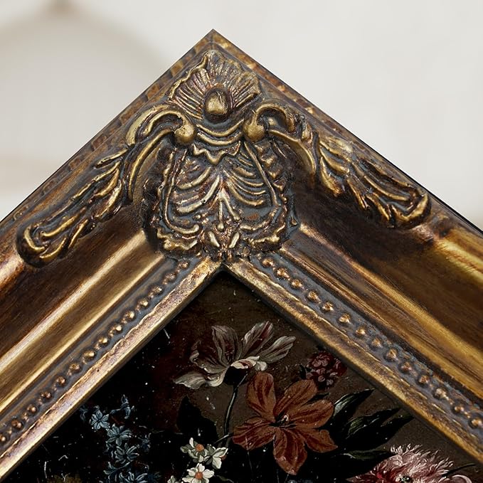 Gothic Gold 11x14 Vintage Picture Frame with Mat for 8x10 or 11 x 14 Photos, Real Glass, Ornate Victorian Baroque Frames for Wall Hanging