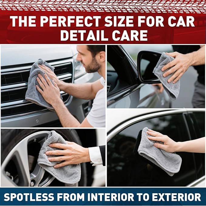 Gray Microfiber Cleaning Cloths Bulk-400 Pack, Gray Microfiber Towels for Cars, Ultra Absorbent Wash Cloths, Lint-Free Streak-Free Microfiber Towels Bulk for Cars, 12x12 inches