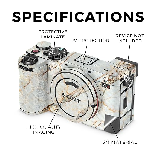 Carbon Fiber Camera Skin Compatible with Sony Alpha 7CR Camera (2023) - Antique Marble - Premium 3M Vinyl Protective Wrap Decal Cover - Easy to Apply | Crafted in The USA by MightySkins
