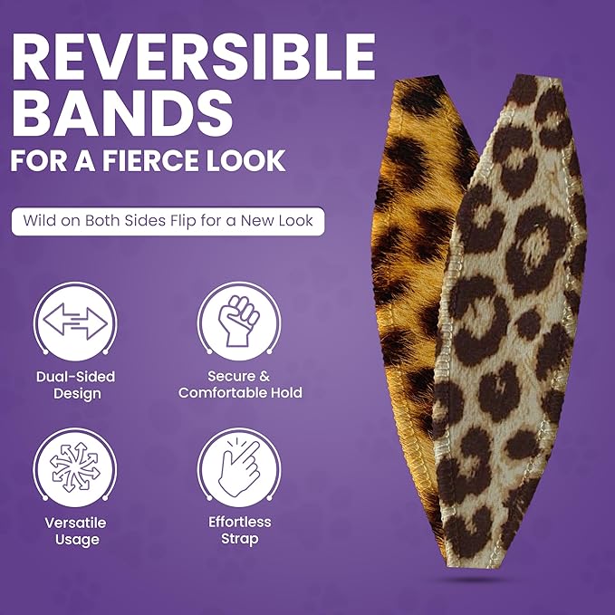 Switchbands Universal Phone Grip Strap – Pack of 2, Customizable & Reversible Elastic Phone Strap Grip Holder, Ultra-Slim Hand Strap for Phone Case for Almost All Phone Cases - Cheetah Chick