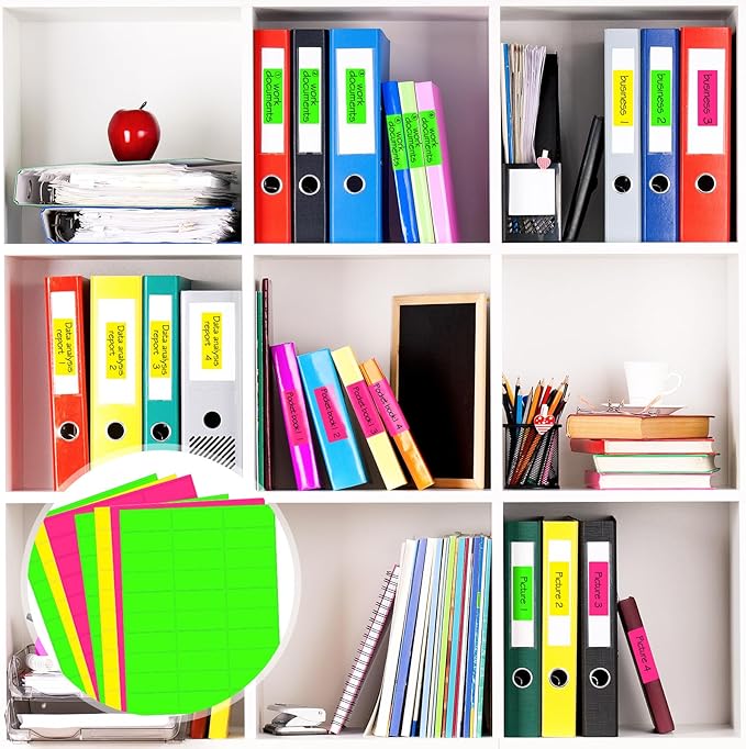 Zhanmai 1800 Pieces Address Labels Assorted Colored Labels Printable Address Stickers for Return Mailing Shipping Coding Message 1 x 2.63 Inch (Fluorescent,Yellow,Green,Magenta)