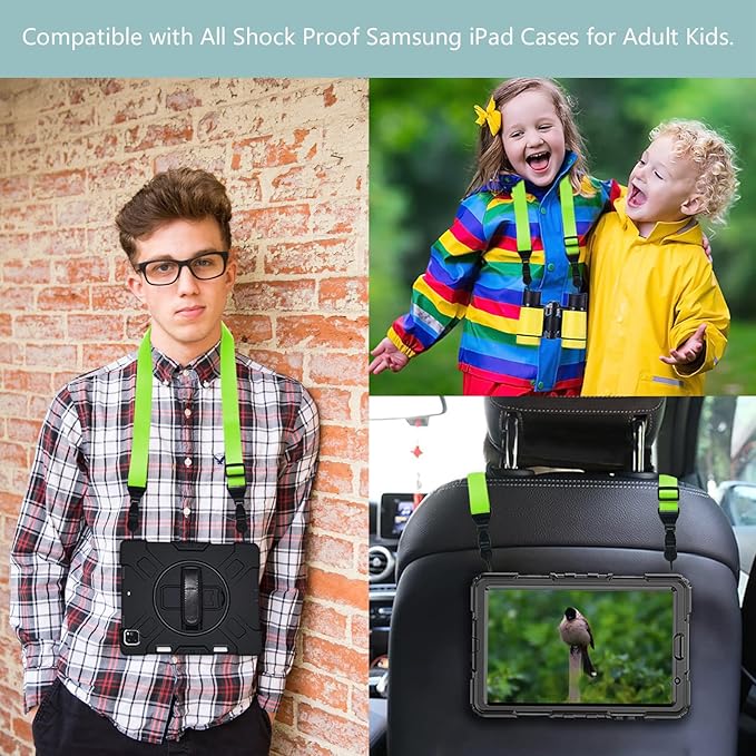 3 Pack Adjustable Shoulder Strap:Comfortable for iPad Strap Nylon Neck Lanyard for iPad/Samsung Tablet Case,Camera Binocular Crossbody Laptop Luggage Bag(Fluorescent Green)