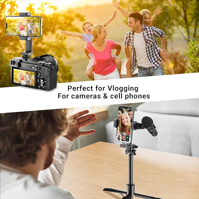 Phone Tripod Mount, Universal Smartphone Mount Adapter with Cold Shoe Mount, 360°Rotates and 180°Tilts Adjustable Cell Phone Clamp for iPhone 17 16 15 14/ Tripod/Selfie Stick/Camera Stand.