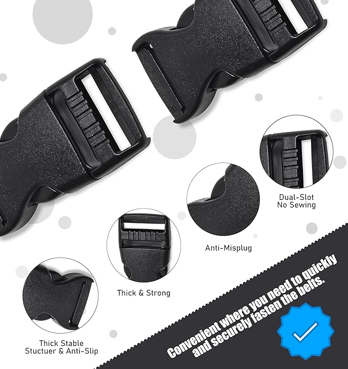 Buckles for Straps Set of 4 Pcs Plastic Buckle Clip Quick Side Release Plastic Fastener