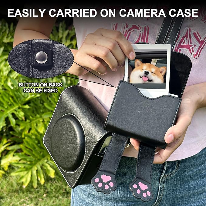 WOGOZAN Square Album for Fujifilm Instax Square/SQ1/SQ40/SQ6/SQ10/SQ20/SP-3 Instant Camera 2.9x3.4 Inch Films for Instax Square Film, SQ Photo Pouch Bag with PU Leather Material (Black Kitten)