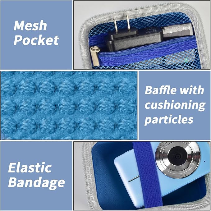 Digital Camera Case for CAMKORY/for Kodak Pixpro/for VAHOIALD/for Sony DSCW800 830/ for Canon PowerShot 180 190. Kids Vlogging Cameras Storage Holder for Accessories (Box Only)-Blue
