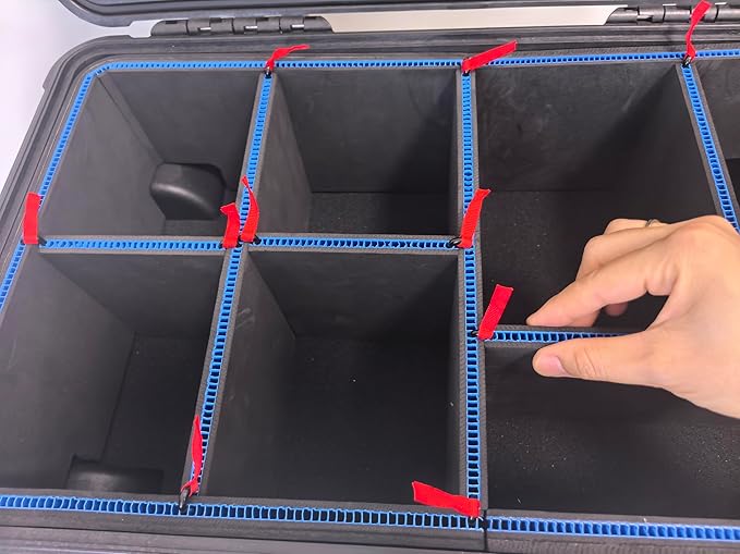 LAFENLIN UPGRADE DIY Divider System for Pelican 1510 Case, Customizable Organizer with U-Clips & Red Pull Tabs, Secure Foam Inserts for Tools, Camera, Medical, Tactical Gear (Case NOT Included)