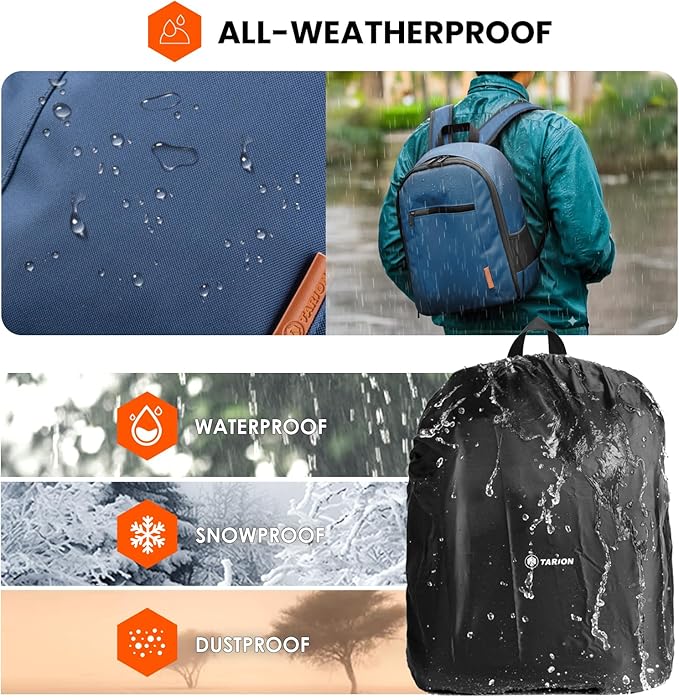 TARION Camera Bag Professional Camera Backpack Case with Laptop Compartment Waterproof Rain Cover for DSLR SLR Mirrorless Camera Lens Tripod Photography Backpack for Women Men Photographer Blue TB-S