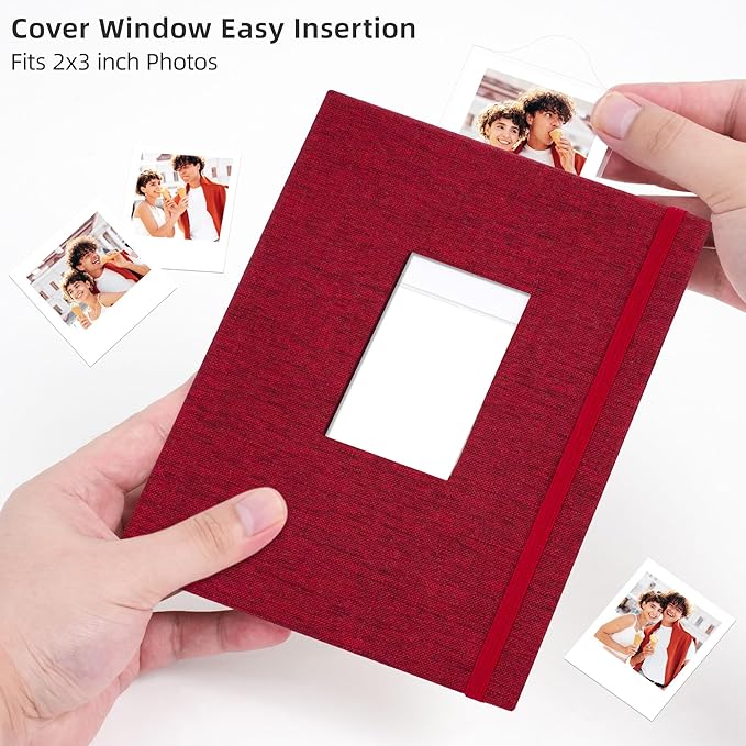 Vienrose Mini Polaroid Photo Album Book 208 Photos 2x3 Inch Pictures for Fujifilm Instax Mini 7s 8 9 11 25 26 40 50s 90 Evo Z2300 Instant Camera, Polaroid Snap Red 1 Pack