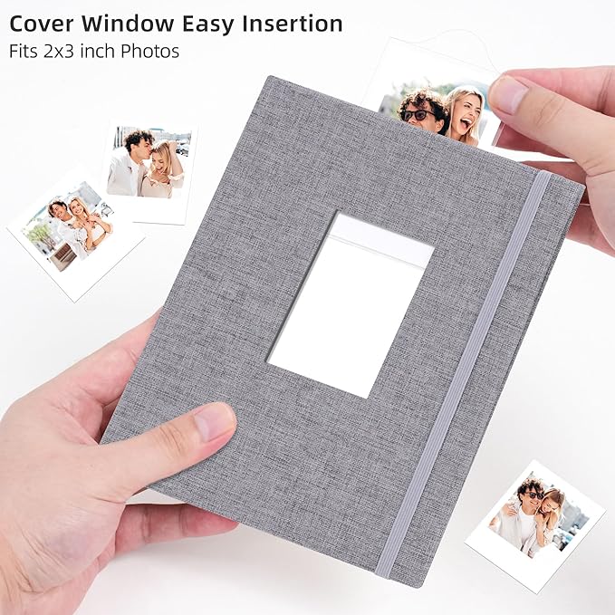 Vienrose Mini Polaroid Photo Album Book 208 Photos 2x3 Inch Pictures for Fujifilm Instax Mini 7s 8 9 11 25 26 40 50s 90 Evo Z2300 Instant Camera, Polaroid Snap Gray 1 Pack