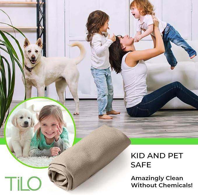 TiLO Microfiber Cleaning Cloth – 19 x 13-inch Microfiber Cleaning Cloths – Ultra-Absorbent and Reusable – Soft Polishing Cloth for Dust, Grease, Dirt – Non-Abrasive – Beige