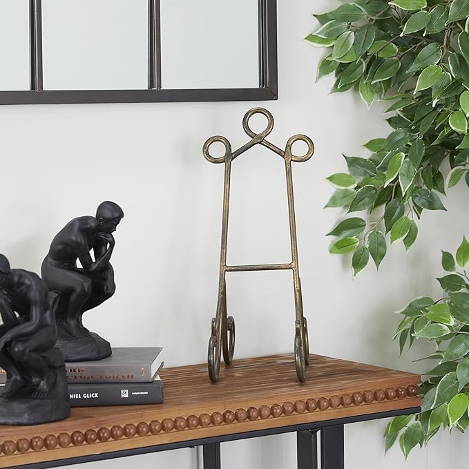 Deco 79 Metal Display Easel Scroll Tabletop Easel, Display Stand 7" x 10" x 16", Gold