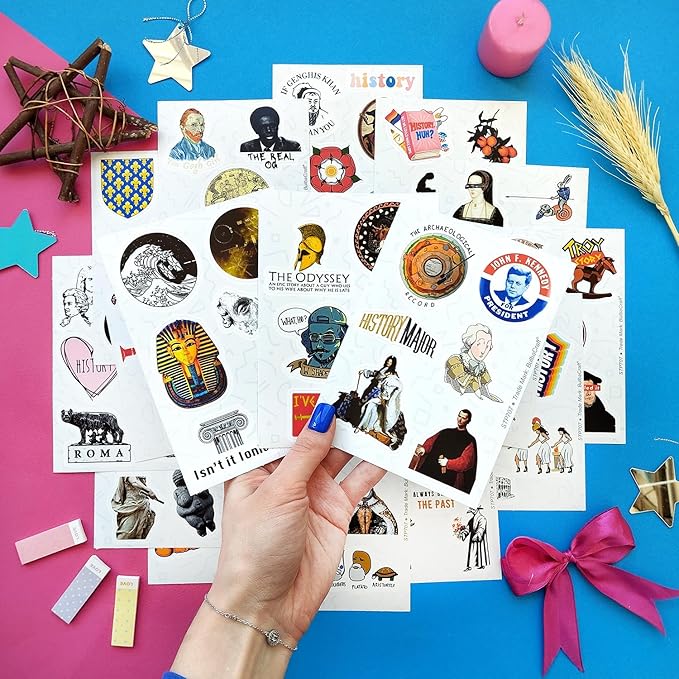 BulbaCraft 100Pcs Funny History Stickers, History Nerd Stickers, Gifts for Women & Men