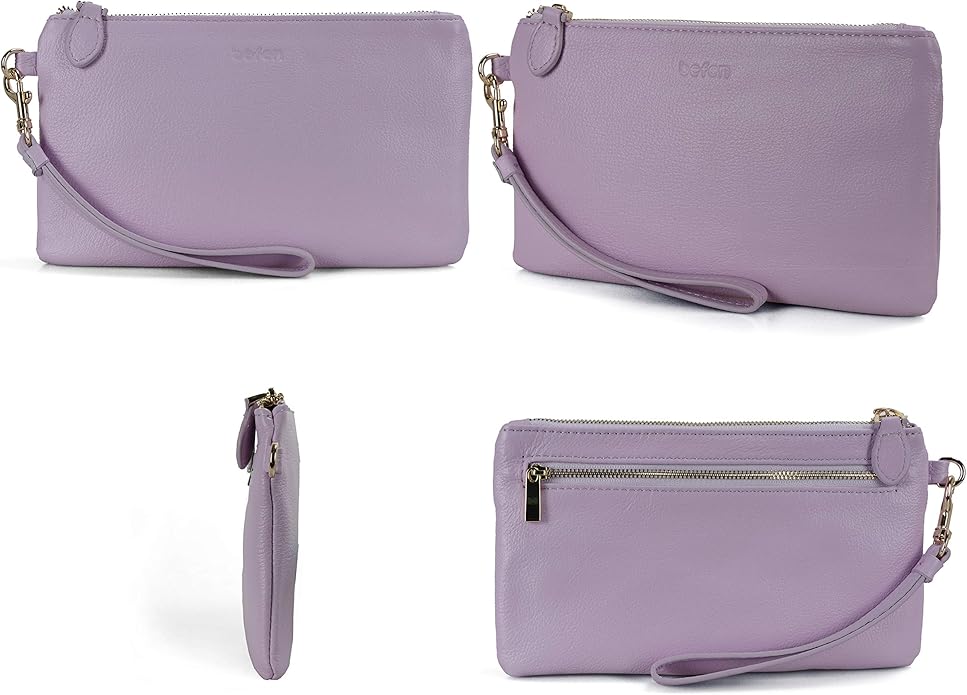 befen Genuine Leather Wristlet Clutch RFID Blocking Bag Cell Phone Wallet Purse Wristlet Wallet Purses and Handbags for Women