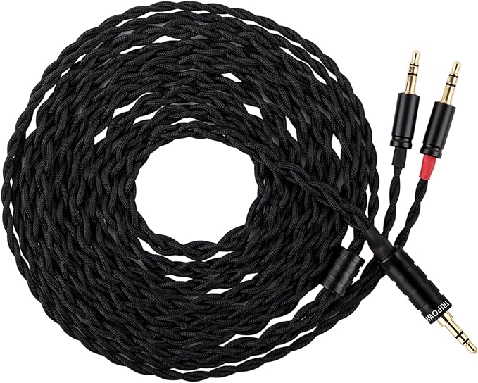 Linsoul Tripowin Nova Monitor Headphone Cable, Over-Ear Headphone Wire, 4-Strand Silver Foil/OCC Hybrid Upgrade Cable, 2M, Dual 3.5mm to 4.4mm/3.5mm/XLR Plug, for Musicians Audiophiles (3.5mm, Black)