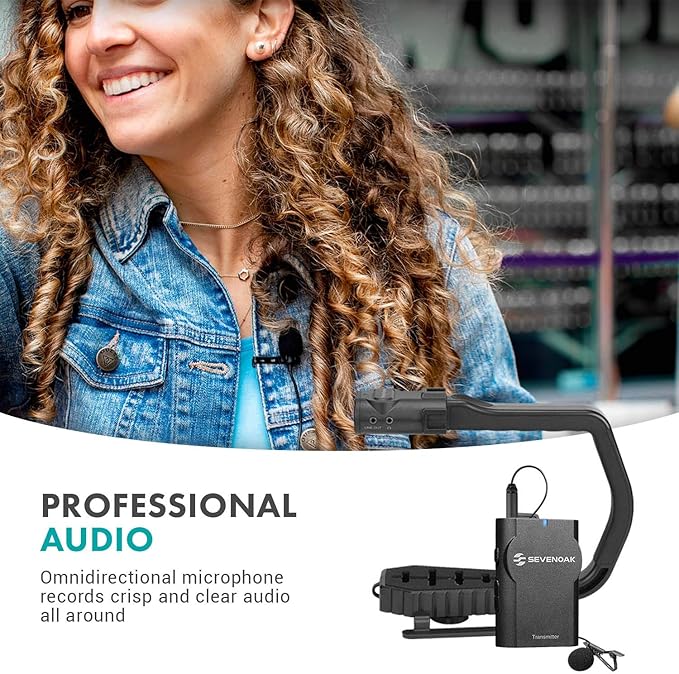 Movo MicRig-W1 Wireless Microphone Filmmaker Kit - Video Handle Stabilizer with Built-in Wireless Lavalier Microphone Compatible with Canon EOS, Nikon, Sony, Panasonic DSLR and Mirrorless Cameras