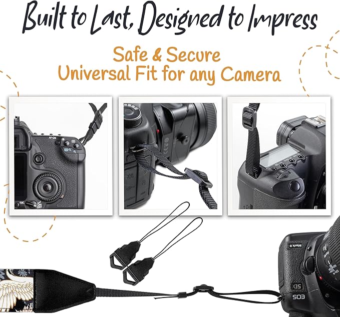 Art Tribute Camera Strap for All DSLR and Mirrorless Cameras. Add Your Name Or Initials Make It a Personalized Gift