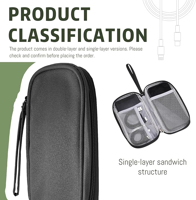 OBHEI Electronic Organizer Double Layer, Water Resistant Cable Organizer Bag for Travel Essentials, Cord, Charger, Phone, Earphone, Large Size,Accessories Travel Essentials (Black, Double-Layer)