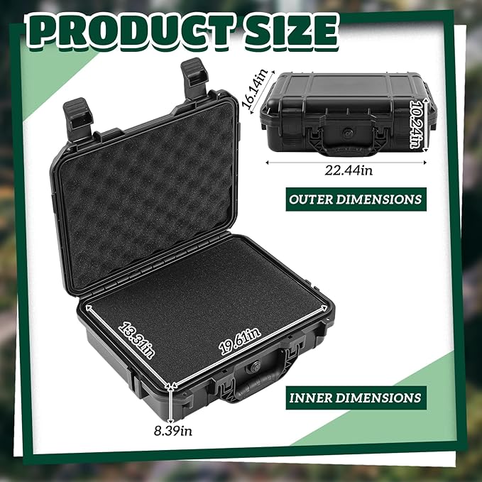Relaxweex 1 Pcs 22.4 x 16.1 x 10.2 Inch Waterproof Hard Case with DIY Customizable Foam Insert Portable Protective Case with Knife for Camera Drones Equipments Tools Test Instruments (Black)