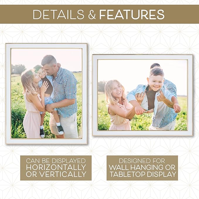 Sheffield Home Tabletop Picture Frame – Iron Enamel Decorative Display Frame for Home or Office, 5x7 Inch, White