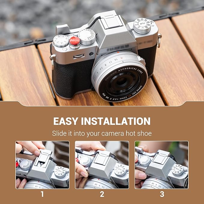 JJC Metal Thumb Grip & Soft Shutter Button for Fuji Fujifilm X-T30 III X-T30 II XT30 III XT30 X-T20 X-T10 Mirrorless Camera, Hot Shoe Cover Protector Thumb Rest for Stable Safe Hand Hold, Silver Color