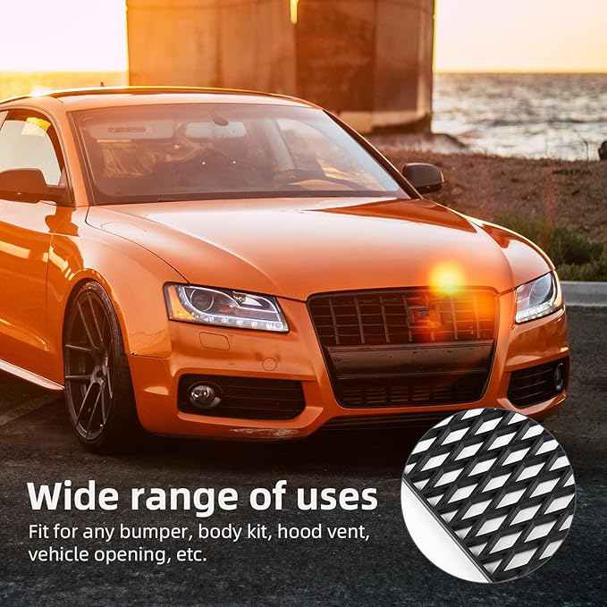 AggAuto 47"x16" ABS Plastic Universal Car Grill Mesh, Automotive Grille Insert Bumper Rhombic Hole 10x30mm Grids Black