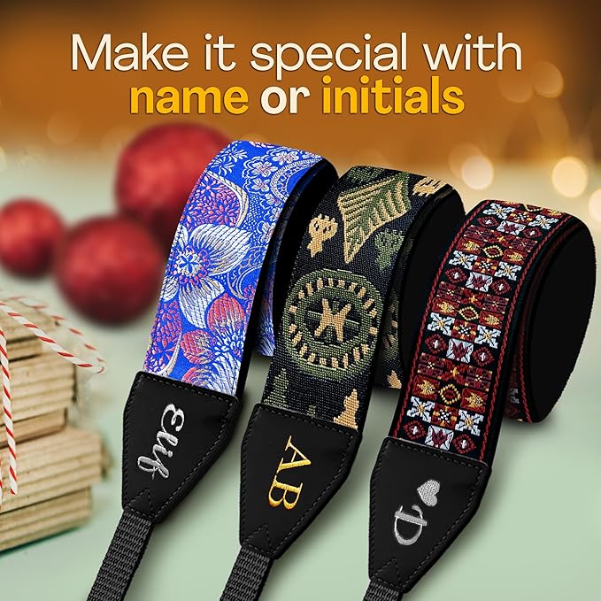 Art Tribute Camera Strap for All DSLR and Mirrorless Cameras. Add Your Name Or Initials Make It a Personalized Gift