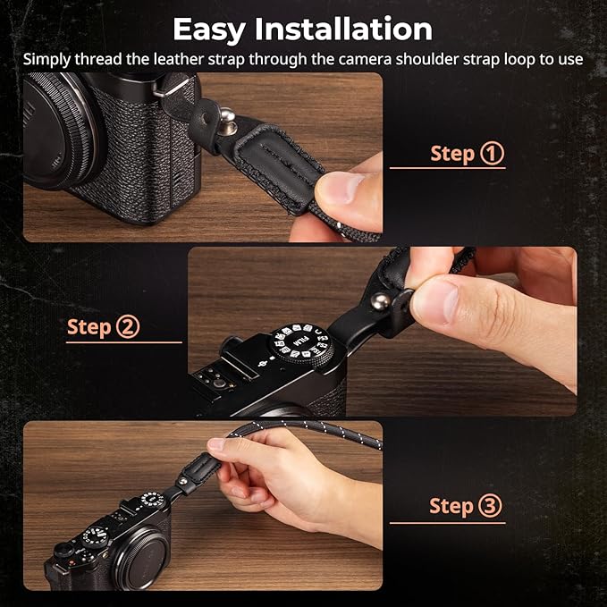 SMALLRIG Rope Camera Neck Shoulder Strap, Adjustable Braided Shoulder Strap with O-Ring and Leather Pad
