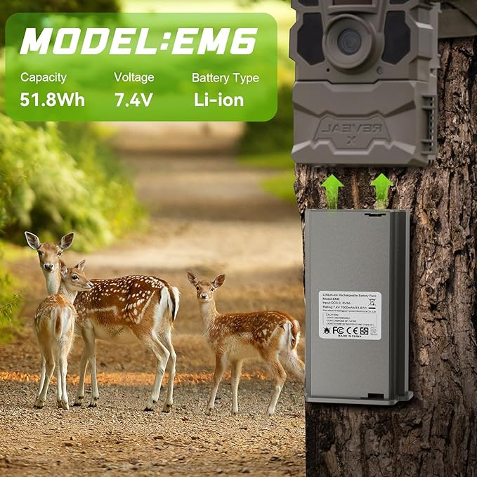 (Pack of 2) 7000mAh Rechargeable Lipo Lithium Battery Trail & Game Camera Battery Compatible with Tactacam Pack Reveal Hunting Camera X, X Pro, Pro 3.0, X Gen 2.0, X Gen 3.0, XB, SK - 7.4V 51.8WH