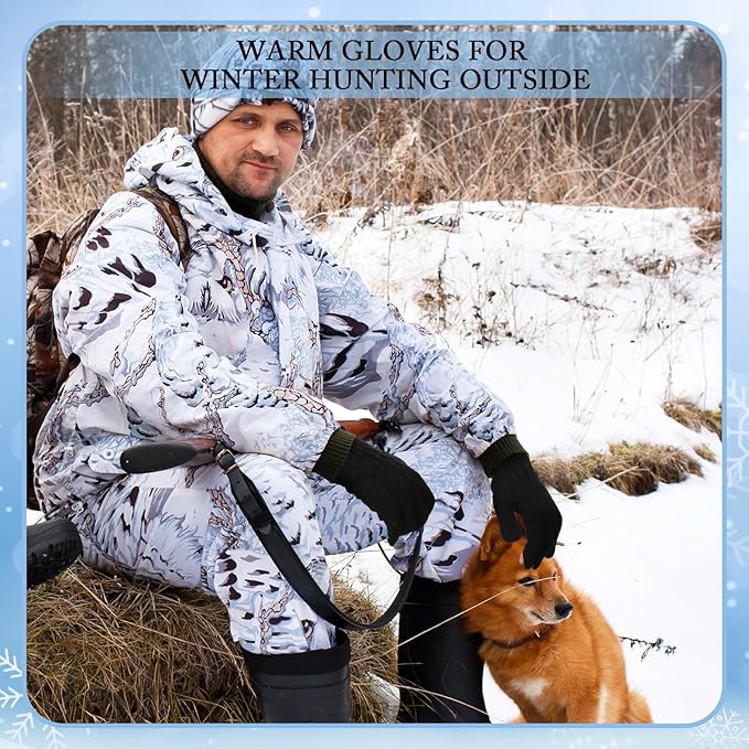 Geyoga 2 Pairs Wool Fingerless Fishing Gloves for Men Women Anti-Slip with Grip Dots Warm Winter Fly Ice Fishing Gloves