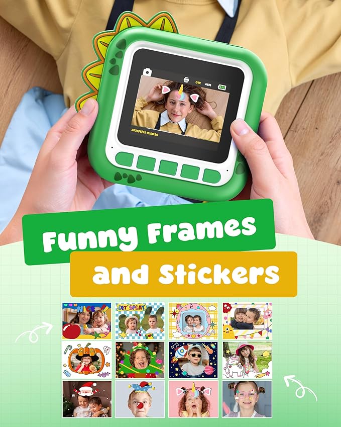 KOKODI Kids Camera Instant Print, Toddler Cameras Christmas Birthday Gifts for Girls Age 3-12, Digital Video Instant Printable Camera for Kids,Toys for Ages 5-7 Girls (Green)