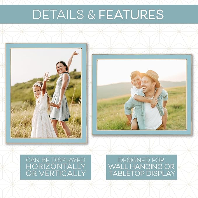 Sheffield Home Tabletop Picture Frame – Iron Enamel Decorative Display Frame for Home or Office, 5x7 Inch, Light Blue