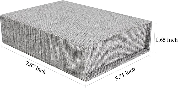 Hiwhy Photo Storage Box 5x7, Linen Photo Box, Memory Box Perfect to Store Your Photo, Pictures, Certificates, Scrapbooking Supplies, Keepsakes and Jewelry Grey