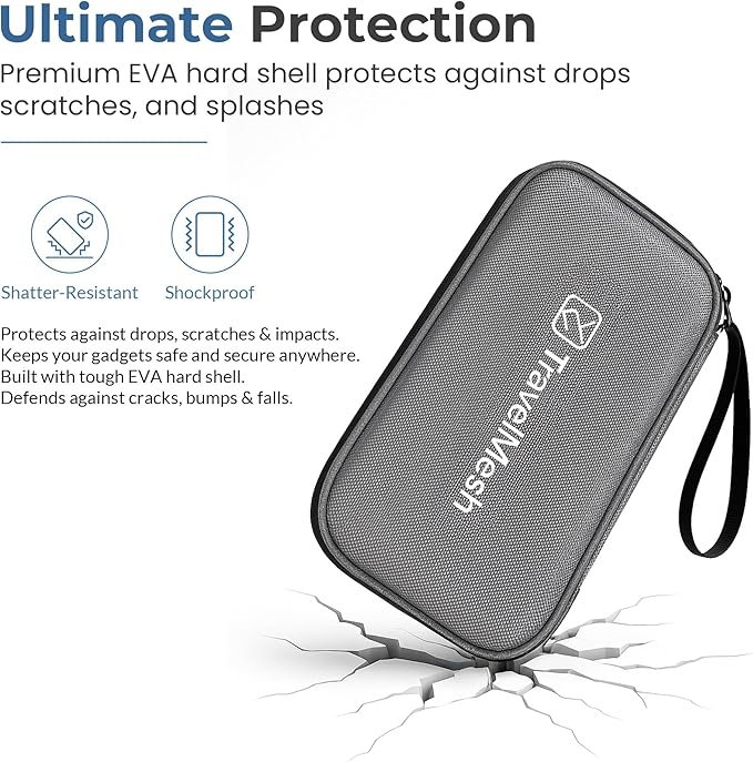 Travel Cable Organizer Bag – Waterproof Electronics Accessories Case for Cords, Chargers, and Tech Gear – Grey