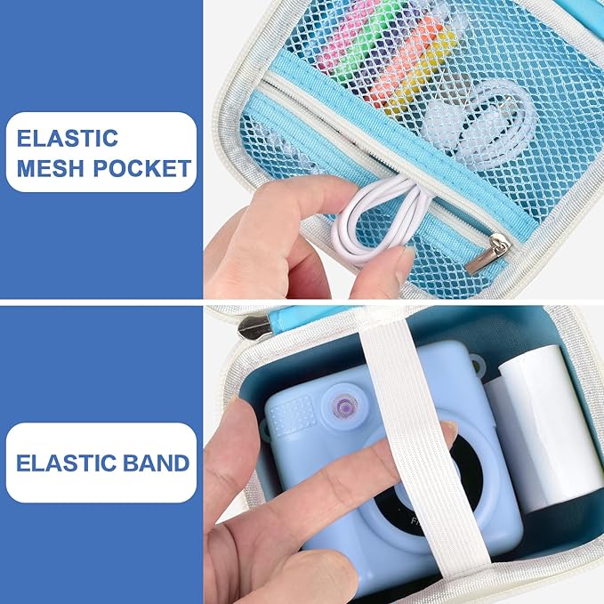 Kids Instant Print Camera Case Compatible with ESOXOFFORE for Dylanto for DUDUDRAGON for GKTZ for Dafotil for Careenoah for Aasonida Toddler Digital Prints Paper Storage Bag (Box Only) Skyblue