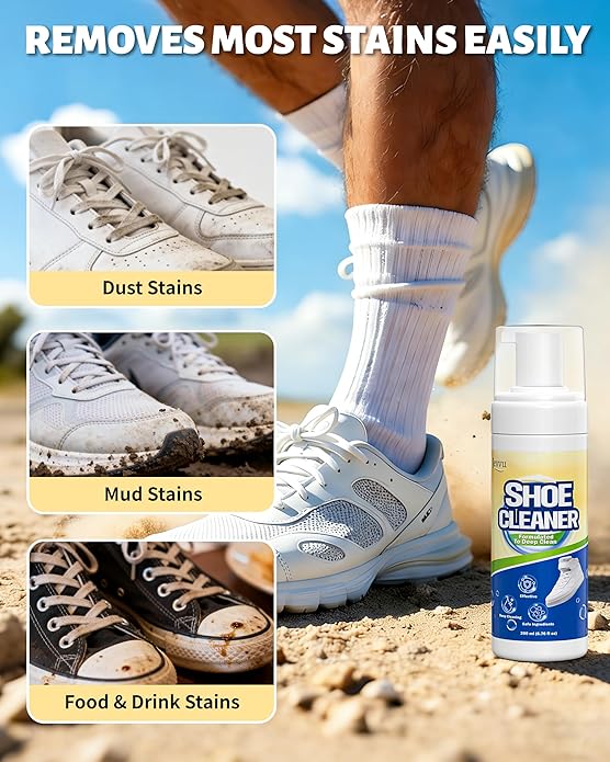 Shoe Cleaner, Sneaker Cleaner Kit with Brush and Towel, Deep Clean Shoe Cleaning Kit for White Shoes