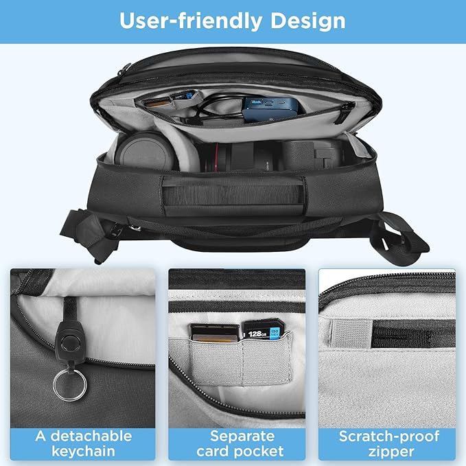 TAAOKA Camera Sling Bag,Waterproof Camera Case with Tripod Holder,Lightweight DSLR/SLR/Mirrorless Camera Bags Crossbody for photographers-Black