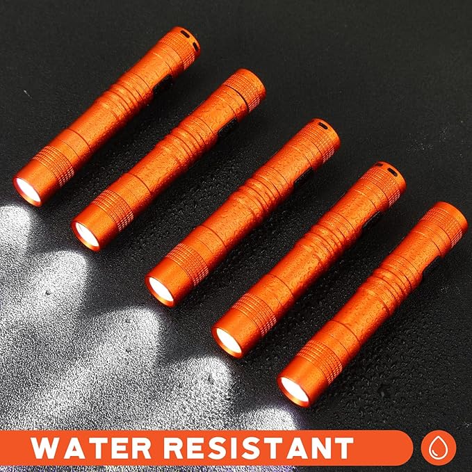 Hortsun 20 Pcs Mini Pen Light Flashlights Christmas Gifts for Men Pocket Flashlights Pen with Clip Small LED Handheld Slim Torches Without Battery(3.54 Inch,Orange)