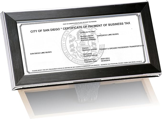 Creative Picture Frames 4-4X9Ss Stainless Steel Like Business License Certificate Frames for Professionals 3.5 by 8.5 Inch Self