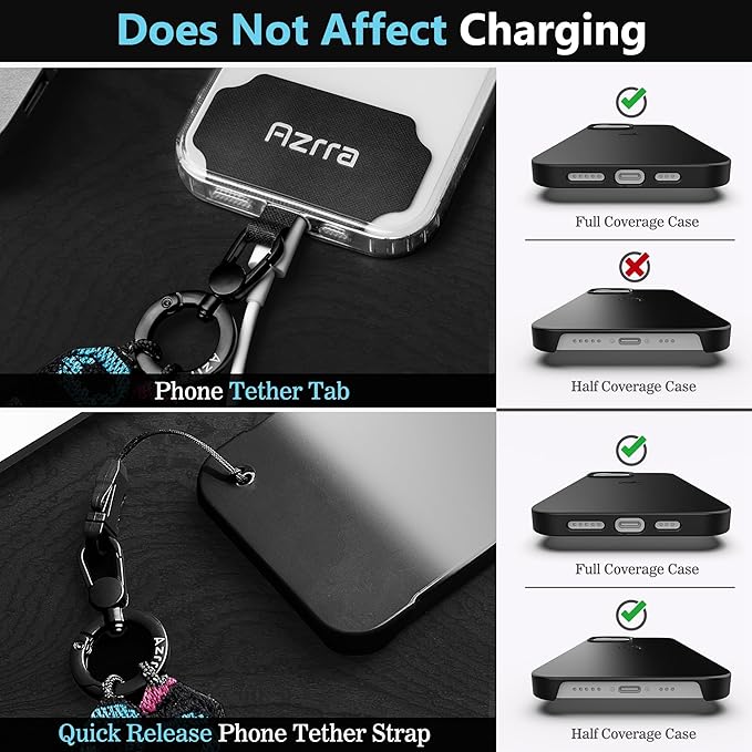 Azrra Adjustable Crossbody Phone Lanyard: Universal Crossbody Phone Strap Adjustable Cell Phone Lanyard for iPhone Samsung