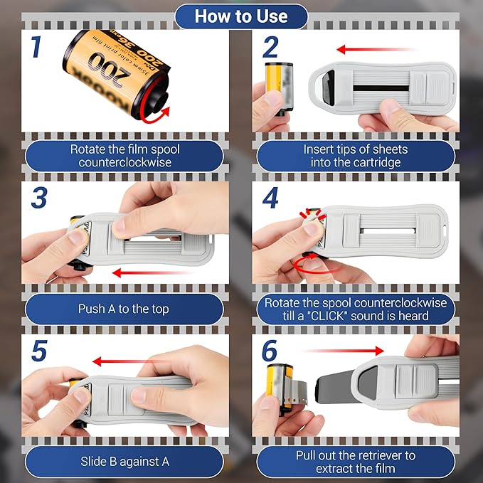 JJC 35mm Film Retriever Picker Tool, 135 Film Leader Extractor, Safe & Easy to Use in Daylight, for 35mm Film Canister with Lanyard