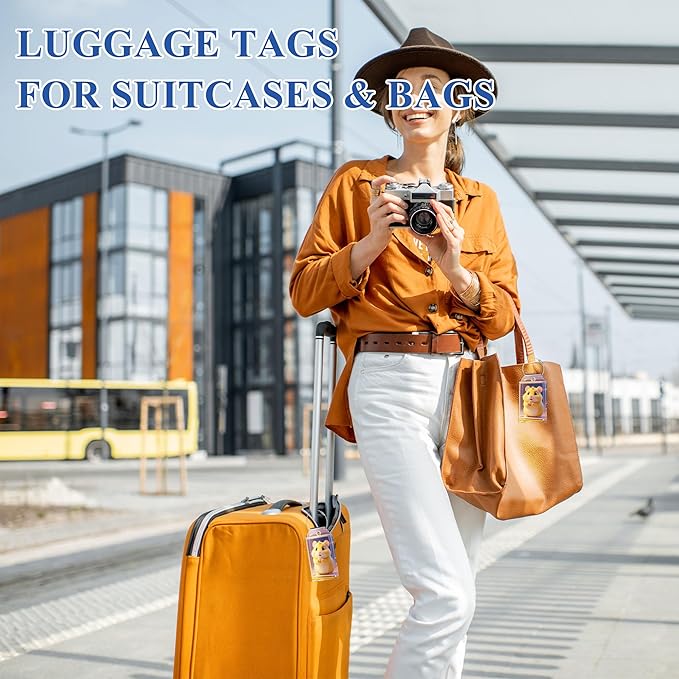 Luggage Tags for Suitcases, Cute Personalized Luggage Tag, Bag Tags for Backpacks Handbag School Instrument with Name ID Label Travel Essentials, Unique Fun Baggage Tags 2 Pack, Hamster