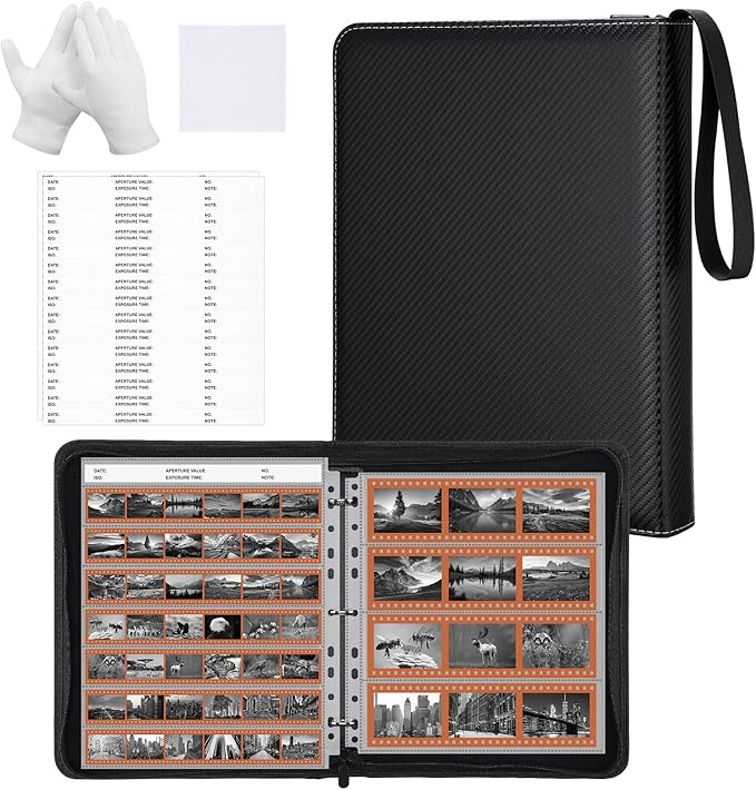 Acid Free Film Negative Storage Kit - 3 Ring Binder with 30 Pack 1260 Frames 35mm Negative Sleeves, 35mm Slide Storage Pages & 30 Pack 600 Pockets 120 Film Sleeves