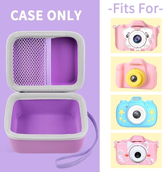 ANKHOH Camera Case for Seckton/for Desuccus/for PROGRACE/for Rindol/for GKTZ/for Dylanto/for GPOSY/for OZMI Kids Digital Camera, Kid Camcorder Storage Box Cable Accessory-Bag Only, Light Purple