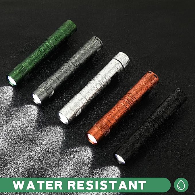 Hortsun 20 Pcs Mini Pen Light Flashlights Christmas Gifts for Men Pocket Flashlights Pen with Clip Small LED Handheld Slim Torches Without Battery(3.54 Inch,Black, Green, Brown, Silver White, Gray)