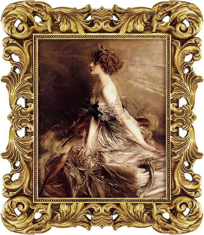8x10 Picture Frame Gold Ornate Victorian Picture Frames Baroque Vintage Antique for Wall or Tabletop Display, Fits 8x10 or 5x7 Photo with Mat