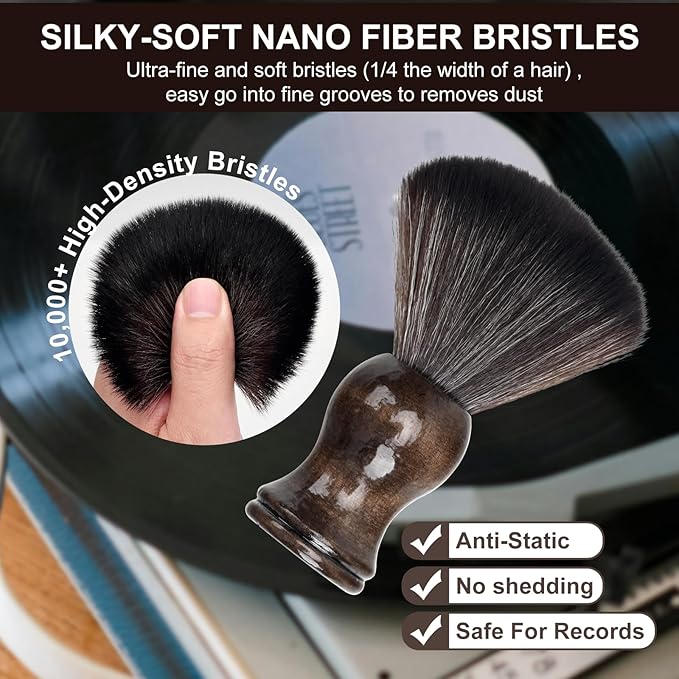 6-in-1 Vinyl Record Cleaning Kit | Vinyl Record Cleaner Kit – Includes 2in1 Velvet Microfiber Brush, Soft Antistatic Nano Fiber Brush, Cleaning Liquid, Duster & Stylus Brush, Storage Box, for Records